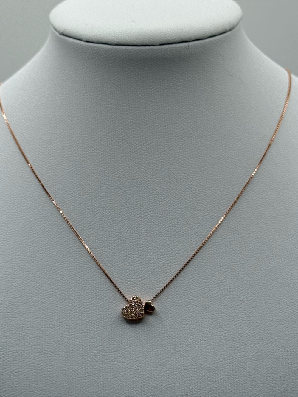Sterling silver Rose Gold Heart Pendant Necklace with Pavé Accent - Picture 1 of 7